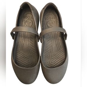 CROCS ALICE WORK BALLET MARY JANE SLIP-ON FLATS. SIZE 7. BLACK.